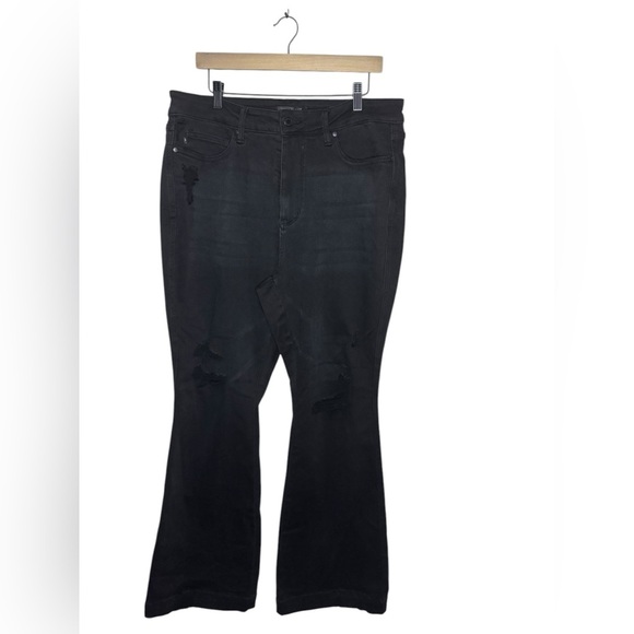 ***Has been sold***. Judy Blue High Waist Tummy Control Distressed Flare Jean - Picture 3 of 11